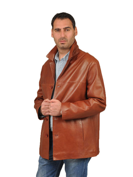 MRDline Men's Winter Leather Jacket Brown