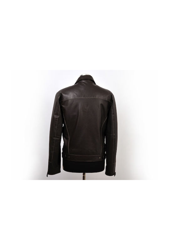 MRDline Men's Winter Leather Jacket Brown