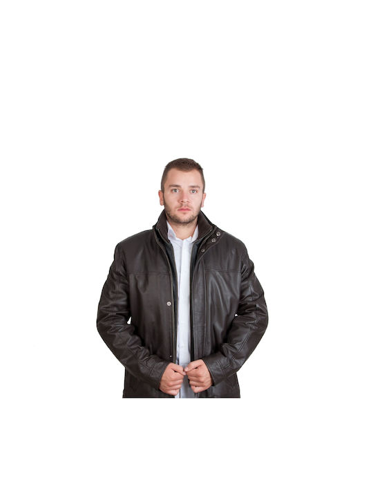 MRDline Men's Winter Leather Jacket Brown