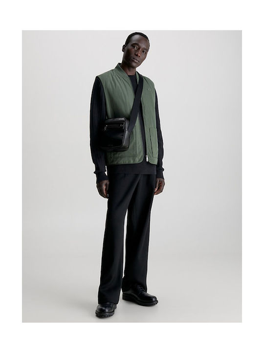 Calvin Klein Fabric Shoulder / Crossbody Bag with Zipper & Adjustable Strap Black