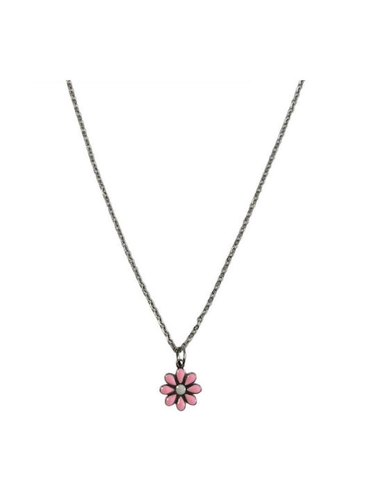 Kostibas Fashion Necklace with design Flower from Gold Plated Steel