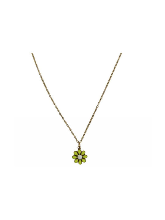 Kostibas Fashion Necklace with design Flower from Gold Plated Steel