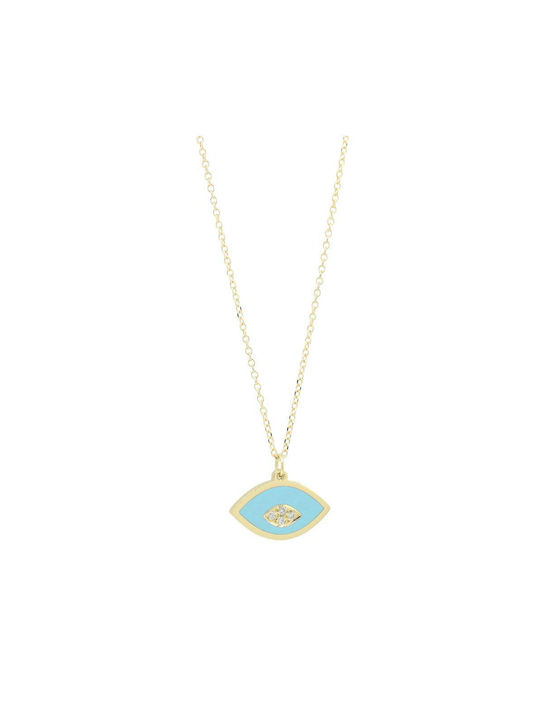 Q-Jewellery Necklace Eye from Gold 14K with Diamond