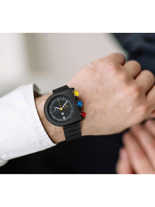 Lip Watches Men's Watch Chronograph Battery with Black Rubber Strap