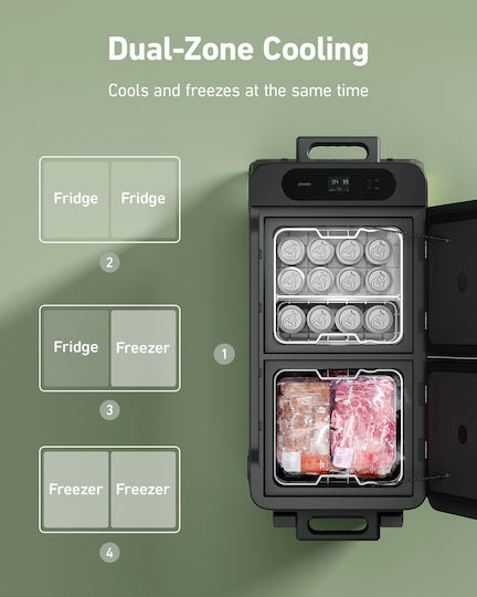 Anker EverFrost Dual-Zone Powered Cooler Portable Fridge 53L Solar Black