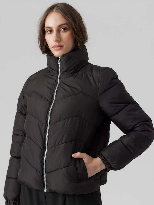 Liga Women's Short Puffer Jacket for Spring or Autumn Black