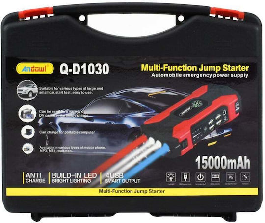 Andowl Portable Car Battery Jump Starter 15000mAh with Power Bank / USB / Φακό