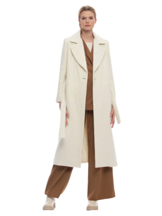 kocca Women's Midi Coat with Buttons Beige