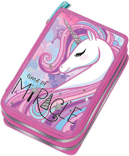 Graffiti Unicorn Pencil Case Full with 2 Compartments Pink