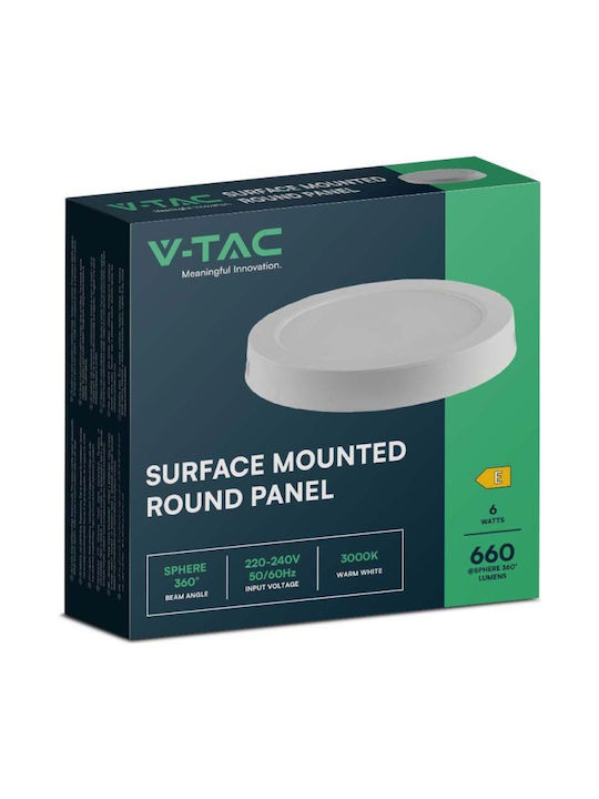 V-TAC Rund Draußen LED Panel 6W mit Warmes Weiß Licht 3000K