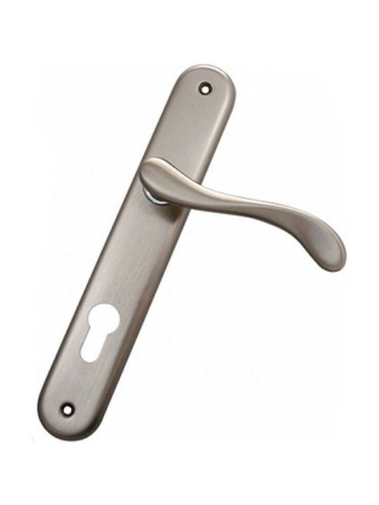 Convex Lever Middle Door with Plate 425 425HRS05S04 Pair (Center Distance 72mm) Nickel / Chrome