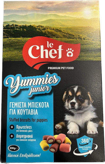 Le Chef Yummies Junior Μπισκότο για Κουτάβια με Κρέας 400gr