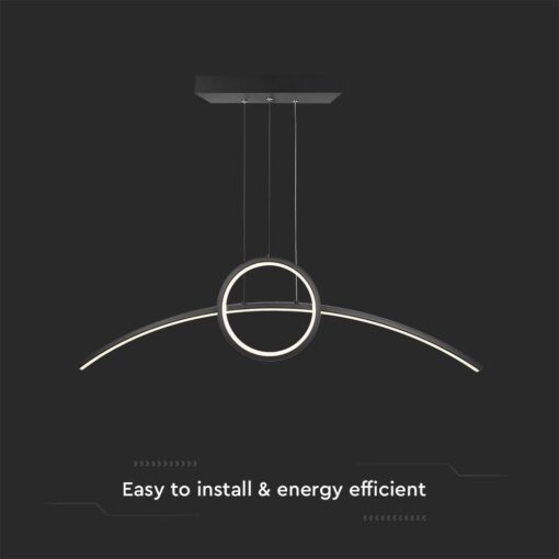 V-TAC Designer Κρεμαστό Φωτιστικό Μαύρο LED με Φυσικό Λευκό Φως Ράγα 89x25εκ.