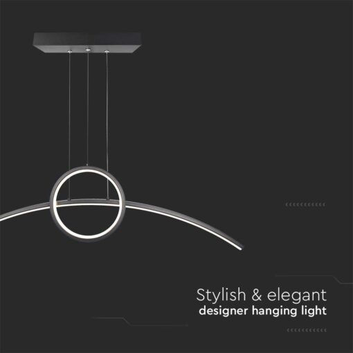 V-TAC Designer Κρεμαστό Φωτιστικό Μαύρο LED με Φυσικό Λευκό Φως Ράγα 89x25εκ.