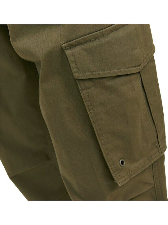 Trousers Cargo Elastic in Loose Fit Olive