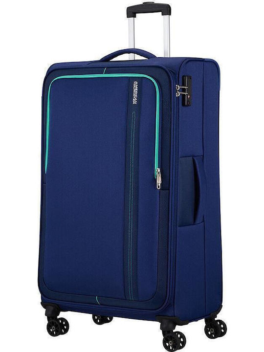 American Tourister Sea Seeker Large Fabric Suitcase Aqua Green With 4 Wheels Height 80cm