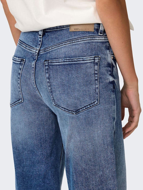 Wide Women's Jean Trousers in Regular Fit Medium Blue Denim