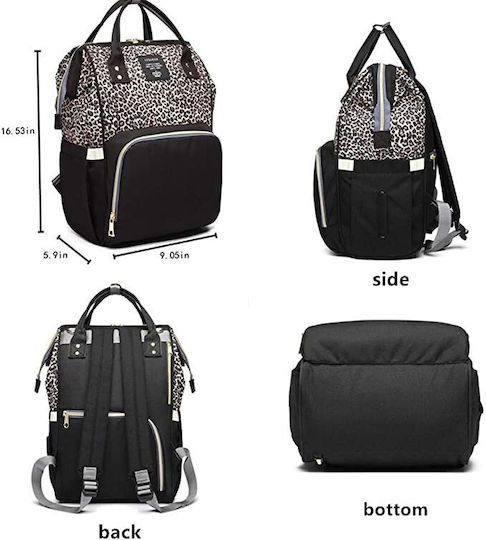 Lequeen Diaper Bag Backpack Black 26x15x41cm