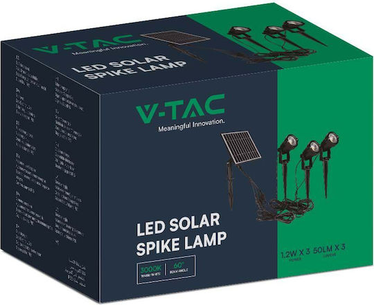 V-TAC Καρφωτό Ηλιακό Φωτιστικό 5W 50lm με Θερμό Λευκό Φως 3000K IP65