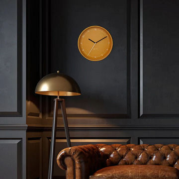 Nextime Leise Wanduhr Metallisch Gelb Ø30cm