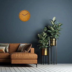 Nextime Leise Wanduhr Metallisch Gelb Ø30cm