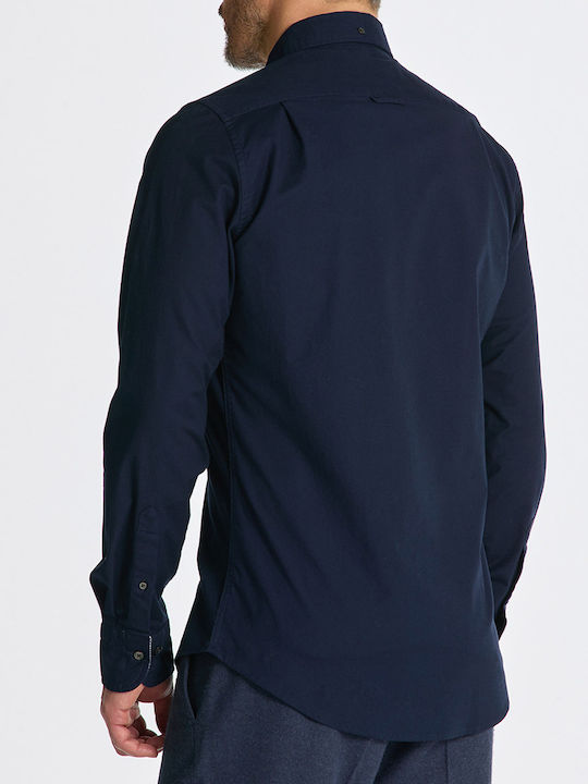 Long-sleeved Cotton Shirt Navy Blue