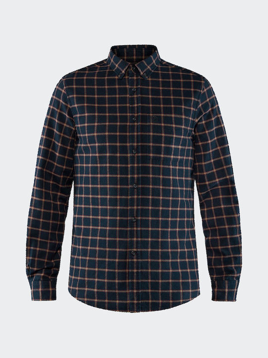 Fjallraven Men's Shirt Long Sleeve Flannel Checked Navy Blue