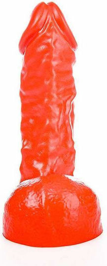 All Black Realistic Dildo with Scrotum Red