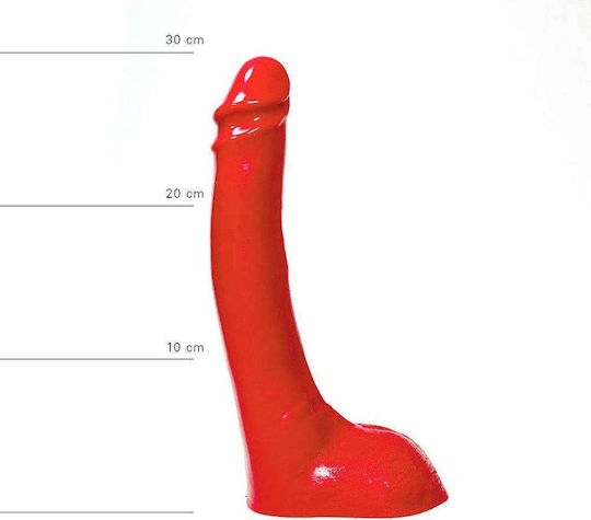 All Black Ρεαλιστικό Dildo με Όρχεις Κόκκινο 29cm