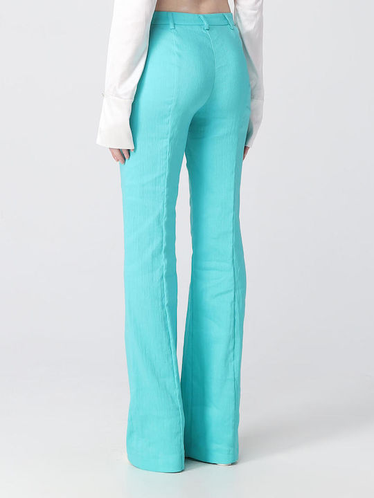 Patrizia Pepe Women's High-waisted Fabric Trousers in Palazzo Fit Green