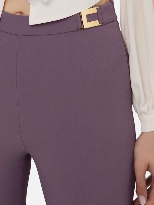 Elisabetta Franchi Femei Talie înaltă Tesatura Pantaloni Violet