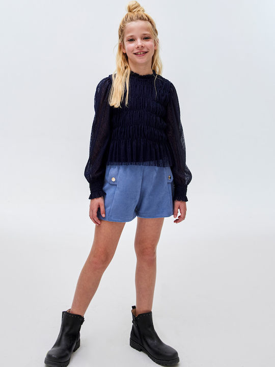 Mayoral Kids Blouse Long Sleeve Navy Blue