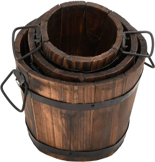 vidaXL Set 3 Jardiniere Din lemn Maro