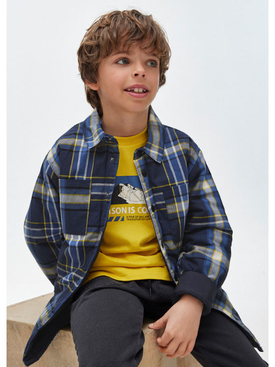 Mayoral Kids Checked Shirt Navy Blue