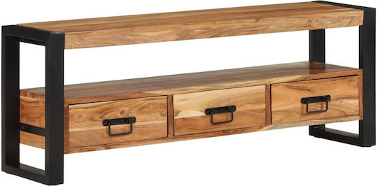TV-Ständer aus Metall & Massivholz Beiges M120xT30xH45cm