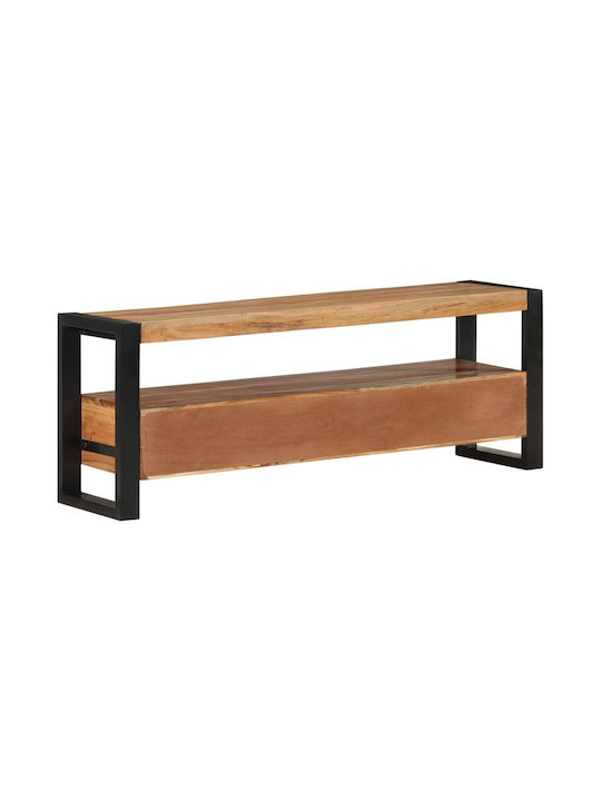 TV Stand Made of Metal and Solid Wood Beige M120xD30xH45cm