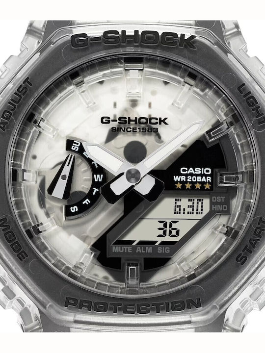 Casio G-shock Ανδρικό Ρολόι 45mm Μπαταρίας με Λευκό Καουτσούκ Λουράκι