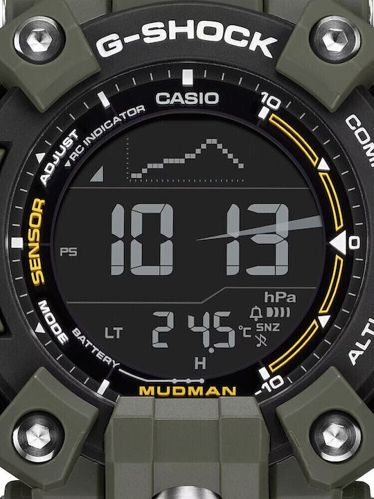Casio G-shock Digital Men's Watch 53mm Solar with Green Rubber Strap