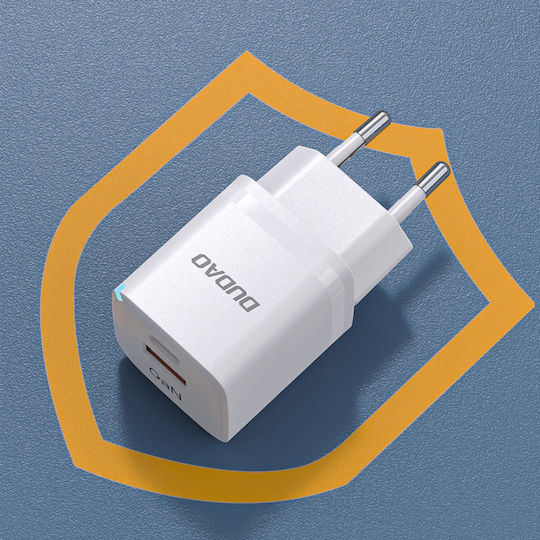 Dudao GaN Wireless Charger with USB-A and USB-C Ports 33W White