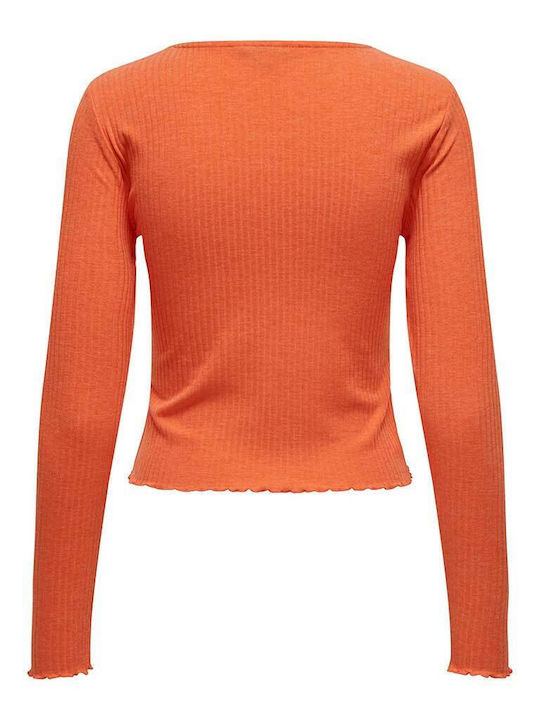 Only Damen Sportliches Bluse Langärmelig Schnell trocknend Orange