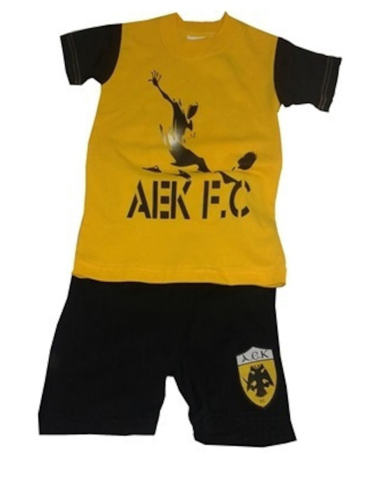 ΑΕΚ Kids Set with Shorts Summer 2pcs Yellow