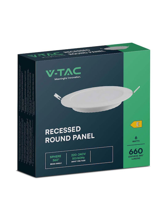V-TAC Round Metallic Recessed Spot with Integrated LED and Warm White Light White 12.05x12.05cm. 1pcs