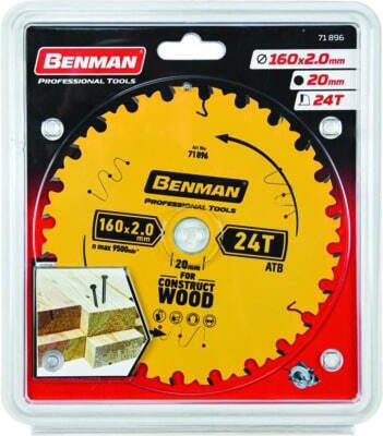 Benman 71898 Cutting Disc Wood 20mm with 24 Teeth 1pcs