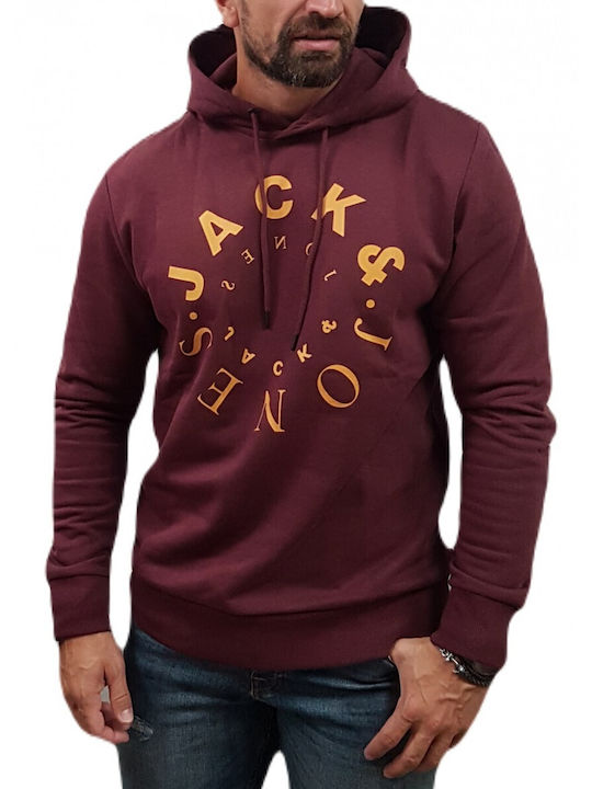 Jack & Jones Herren Sweatshirt mit Kapuze Burgundisch