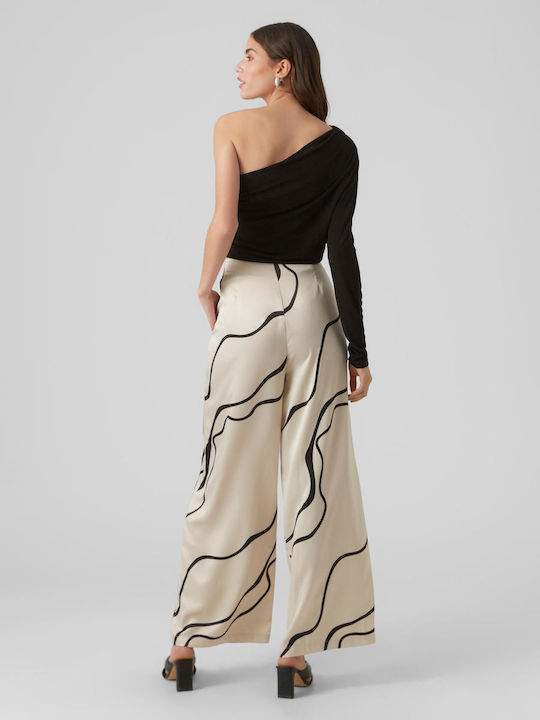 Vero Moda Femeiesc Tesatura Pantaloni Larg Bej