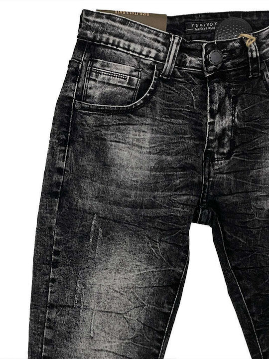 Men's Jeans Pants Elastic with Slim Fit Black
