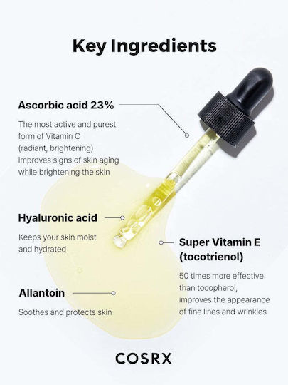 Cosrx The Vitamin C 23 Ενυδατικό & Αντιγηραντικό Serum Προσώπου με Βιταμίνη C & Βιταμίνη E για Αποτοξίνωση & Λάμψη 20ml