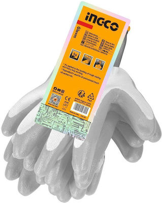 Ingco Polyurethane Safety Gloves White