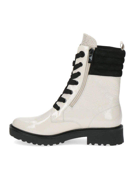 Caprice Women's Patent Leather Ankle Boots White