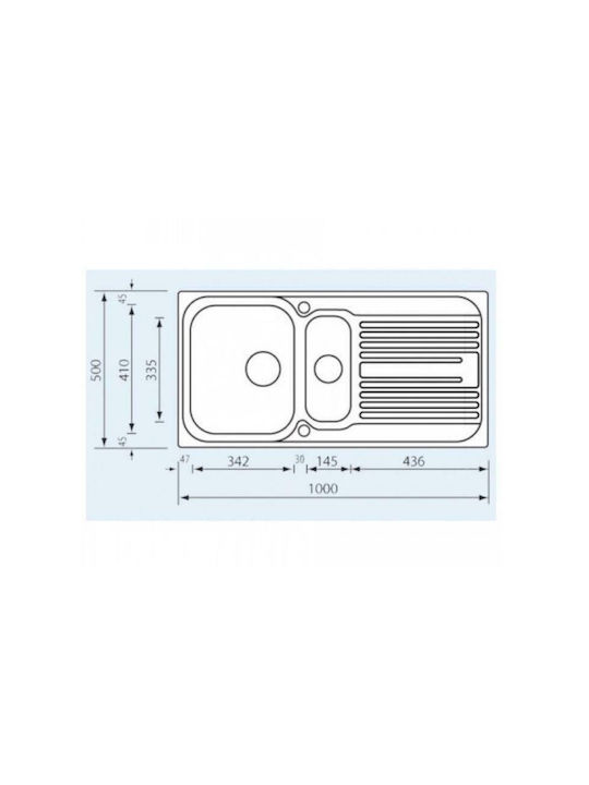 Sanitec Ένθετος Νεροχύτης Αριστερός Inox Σατινέ Μ100xΠ50cm Ασημί